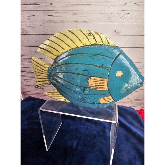 Wooden Handmade Fish Sculpture Home Decor Nautical‎ Beach Art Piece Rustic - Picture 7 of 12
